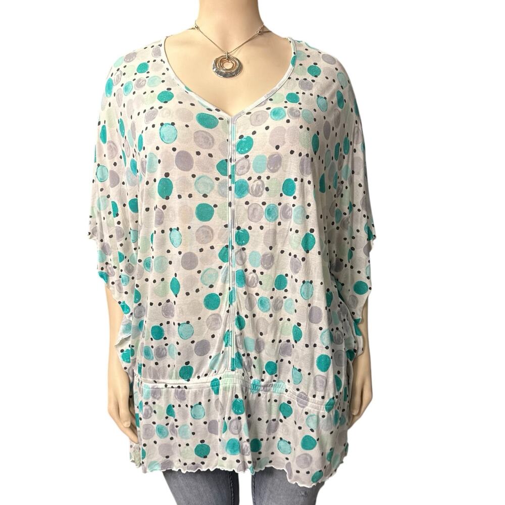 Lane Bryant Loose Fitting Top Size 26/28 in White, Teal Green, and Black